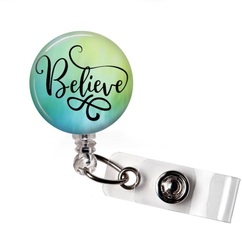 Believe Badge Reel Inspirational Retractable ID Holder